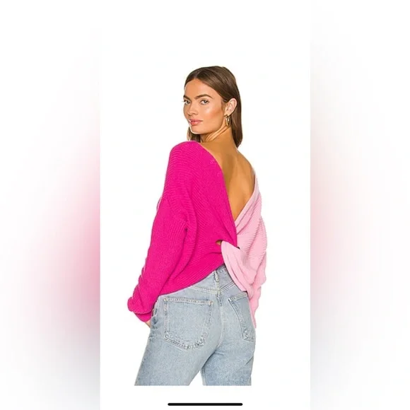 Superdown Reversible Color block Pink Sweater - Picture 5 of 5